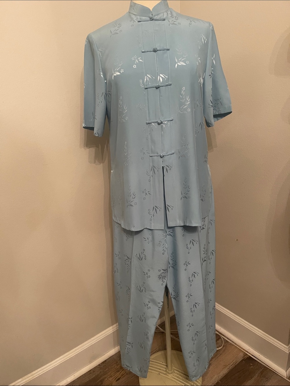 Kids Light Blue Traditional Two-Piece Pajama Set